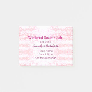 Wochenende Sozialverein pinkfarbener Glitzer Bache Post-it Klebezettel