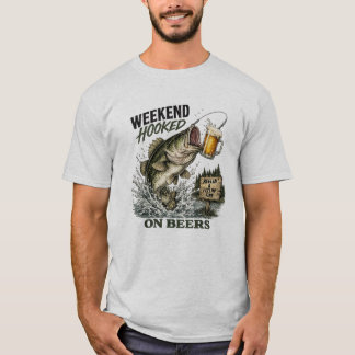 Wochenende süchtig nach Bier | Lustiger Angelbier T-Shirt