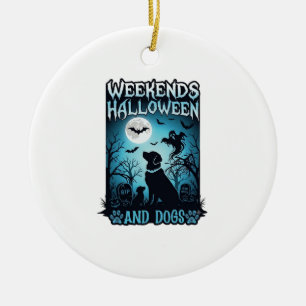 Wochenenden Halloween Hunde Geist Vollmond Silhoue Keramik Ornament