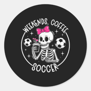 Wochenenden-Kaffee-Fußballmutter eines Fußballspie Runder Aufkleber