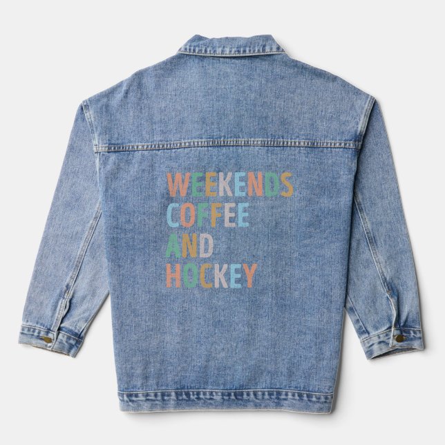 Wochenenden Mama Kaffee und Hockey Jeansjacke (Rückseite)
