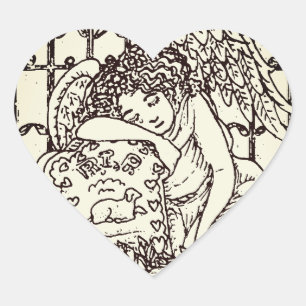 WOCHENGARDIANISCHER ANGEL-FRIEDHOF-STICKERS SHEET Herz-Aufkleber