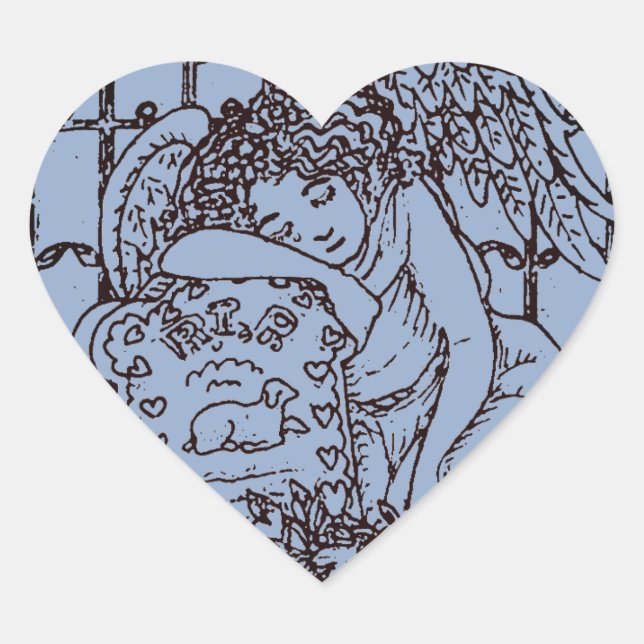 WOCHENGARDISCHE ANGEL, FRIEDHOF MOURNING BEILEID Herz-Aufkleber (Vorderseite)