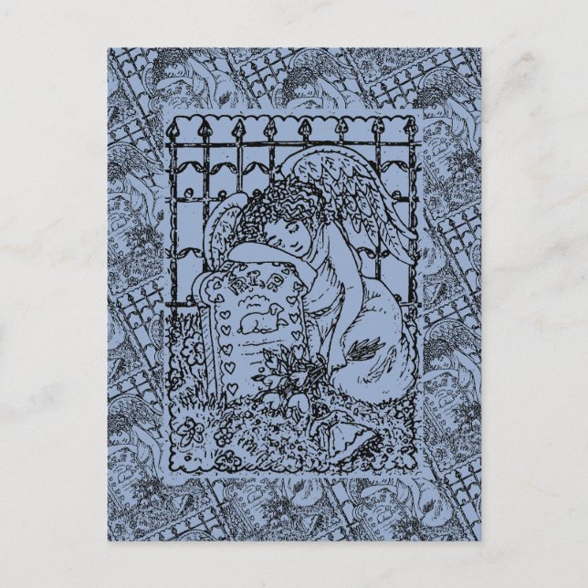 WOCHENGARDISCHE ANGEL, FRIEDHOF MOURNING BEILEID POSTKARTE (Vorderseite)