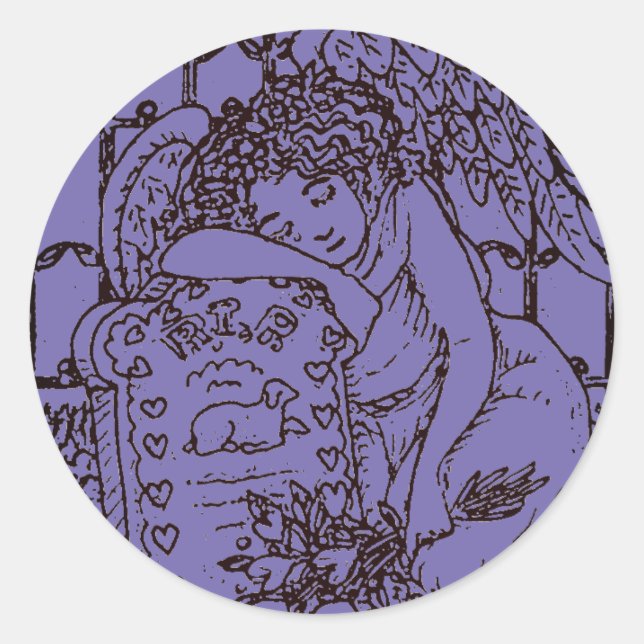 WOCHENGARDISCHE ANGEL, FRIEDHOF MOURNING BEILEID RUNDER AUFKLEBER (Vorderseite)