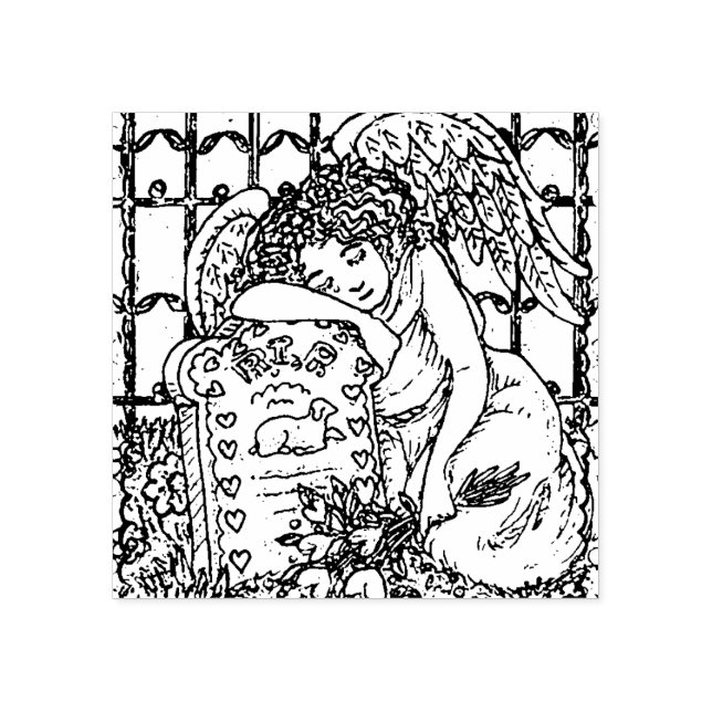 WOCHENGARDISCHE ANGEL, FRIEDHOF RUBBER BRIEFMARKE GUMMISTEMPEL (Prägung)