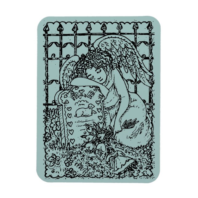 WOCHENGARDISCHE ANGEL, FRIEDHOF, TIEFESTES BEILEID MAGNET (Vertikal)