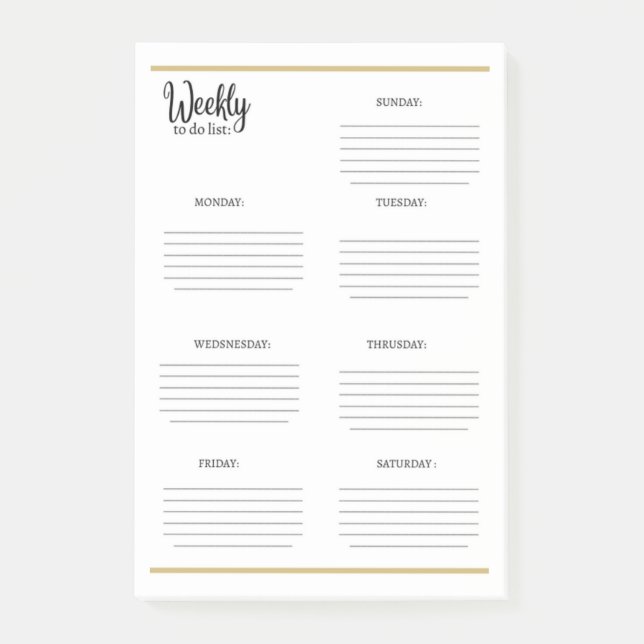 WOCHENLISTE: POST-IT KLEBEZETTEL (Vorderseite)