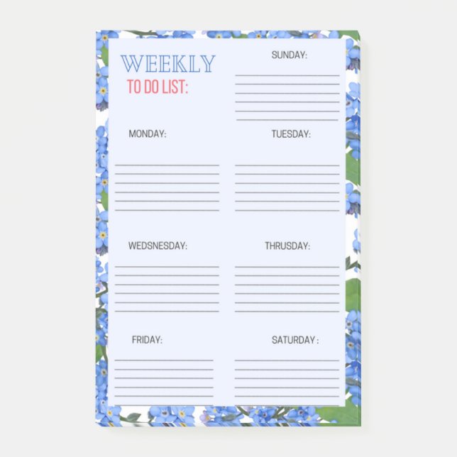 WOCHENLISTE: POST-IT KLEBEZETTEL (Vorderseite)