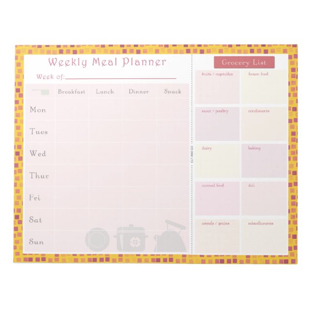 Wochenmahlplaner Sommerplatz Notizblock (Vorderseite)