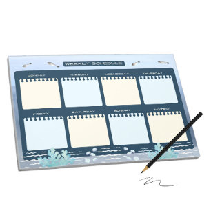 Wochenplan mit blauem Meer Notizblock
