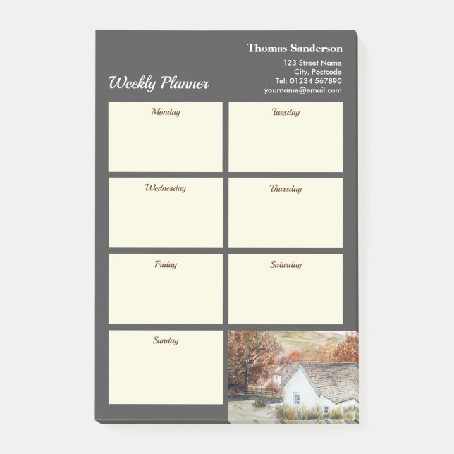 Wochenplaner Autumn Buttermere Village England Post-it Klebezettel (Vorderseite)
