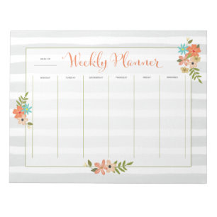 Wochenplaner Grau Stripe Notizblock