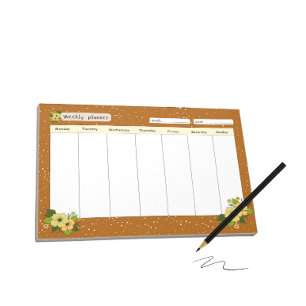 Wochenplaner mit Blume Notizblock