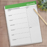 Wochenplaner mit Individuelle Name und Farbe Notizblock<br><div class="desc">Ein großartiges Design, um Ihre Woche zu organisieren. Dieses Design enthält einen Bereich, in dem Sie oben Ihren Namen hinzufügen können. Andere Bereiche sind für Sie leer, um Ihre Aufgabenliste für jeden Wochentag hinzuzufügen. Sie können das Bar oben ändern.</div>