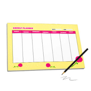 Wochenplaner mit Rose Notizblock