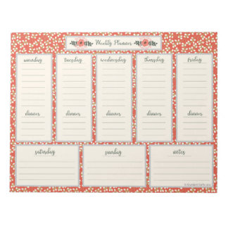 Wochenplaner Notepad mit Abendmenü Notizblock