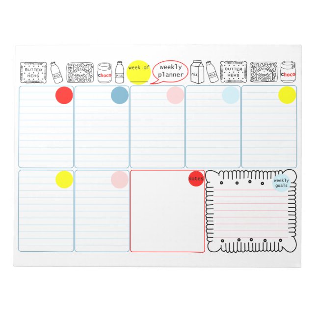 Wochenplaner Notepad, Weekly To Do List Notizblock (Vorderseite)