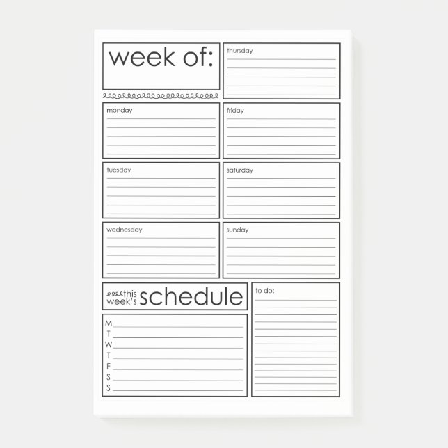 Wochenplaner Post-it®-Hinweise Post-it Klebezettel (Vorderseite)