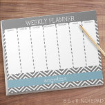 Wochenplaner Robin Egg Blue und Gray Chevrons Notizblock<br><div class="desc">Ein trendiges,  Zickzack Muster mit frischen Farben ist in diesem Design enthalten - ein modernes und einfaches Aussehen.</div>
