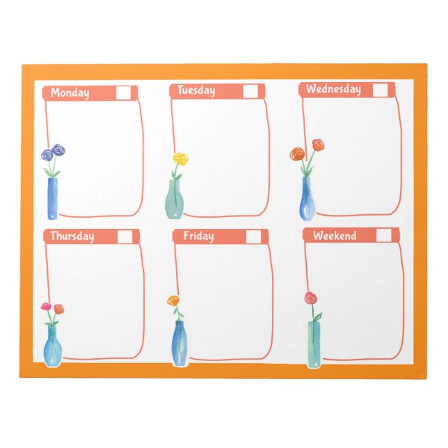 Wochenplaner Rose Bouquet Orange Notizblock (Vorderseite)