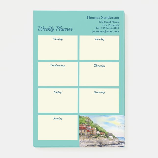 Wochenplaner Runswick Bay Yorkshire England Post-it Klebezettel (Vorderseite)