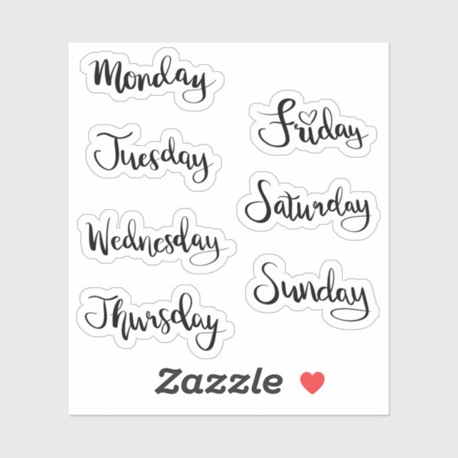 Wochentage Aufkleber (Blatt)