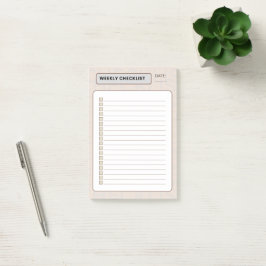 Wöchentliche Checkliste Post-it Klebezettel
