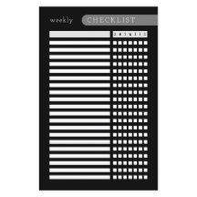 wöchentliche Checkliste Schwarz-weiß