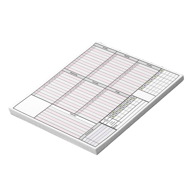 Wöchentliche Planerseite mit Tracker & Monatsraste Notizblock (Rotiert)