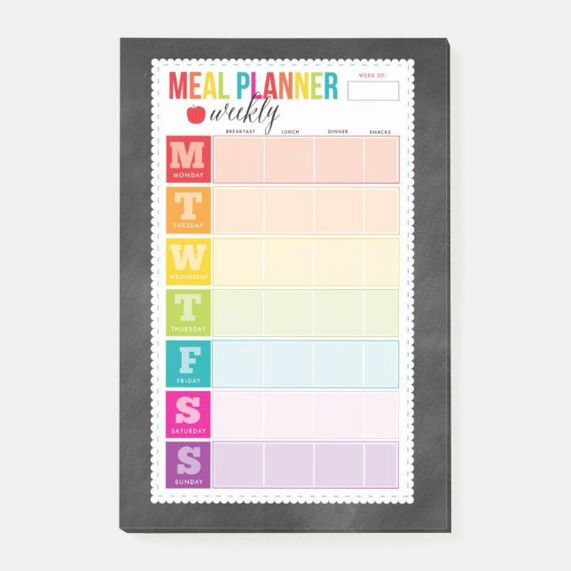 Wöchentliche Planung der Mahlzeiten Post-it Klebezettel (Vorderseite)