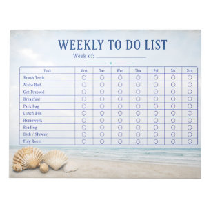 Wöchentliche To-Do-Liste Strand Muscheln Notizblock