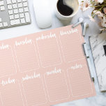 Wöchentlicher Kalender für die benutzerdefinierte  Notizblock<br><div class="desc">Weiße Briefe im Pinselstil,  ausgekleidet. Passen Sie Ihre eigene Hintergrundfarbe an,  klicken Sie auf "Anpassen",  um die Farbe auf der rechten Seite zu ändern; verwenden Sie das Augentropfwerkzeug,  "Fortgeschritten" für das gesamte Spektrum.</div>