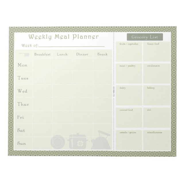 Wöchentlicher Mehlplaner Green Diamond Notizblock (Vorderseite)
