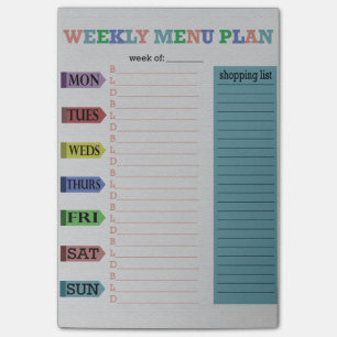 Wöchentlicher Menü-Plan Post-it Klebezettel