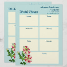 Wöchentlicher Planer Aquarellfarbe Rosa und Weiße