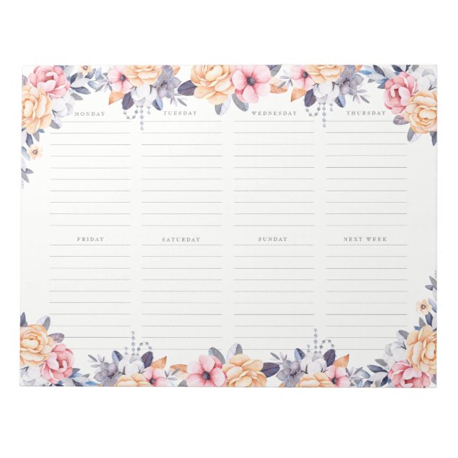Wöchentlicher Planer Girl Floral Notizblock (Vorderseite)