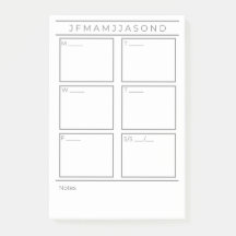 Wöchentlicher Planer Post IT Notes Pad 4"x 6"