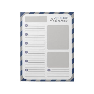 Wöchentlicher Projektplaner - Blau und Grau Notizblock