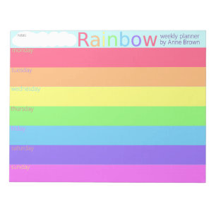 Wöchentlicher Regenbogenplaner zur Liste von Notep Notizblock
