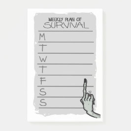 Wöchentlicher Überlebensplan Post-it Klebezettel