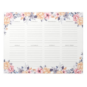 Wöchentliches Planer-Mädchen-BlumenAquarell Notizblock