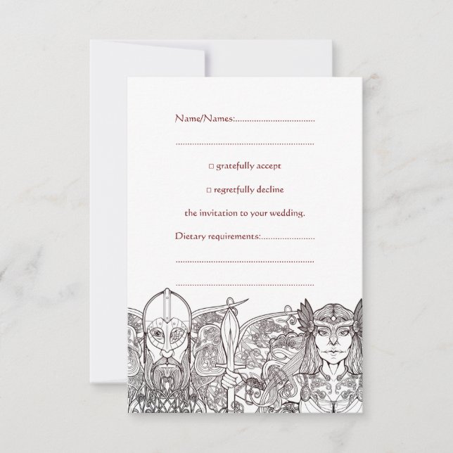 Woden & Fríge Wedding RSVP Einladung (Vorderseite)