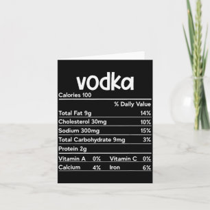 Wodka-Ernährungsfakten Thanksgiving Lustiges Trink Karte