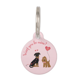 Wof you be mine Valentine Hunde Haustiermarke