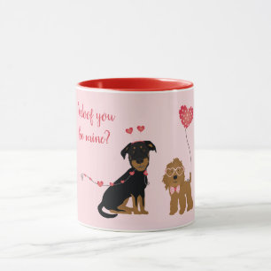 Wof you be mine Valentine Hunde Tasse