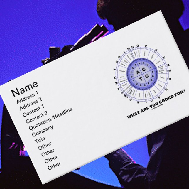 Wofür werden Sie programmiert? (Amino-Säurerad) Visitenkarte (Thought-provoking biz card for teachers, entrepreneurs, & molecular biologists featuring codon wheel)