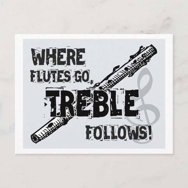 Wohin Flöten gehen - Treble folgt Postkarte (Vorderseite)