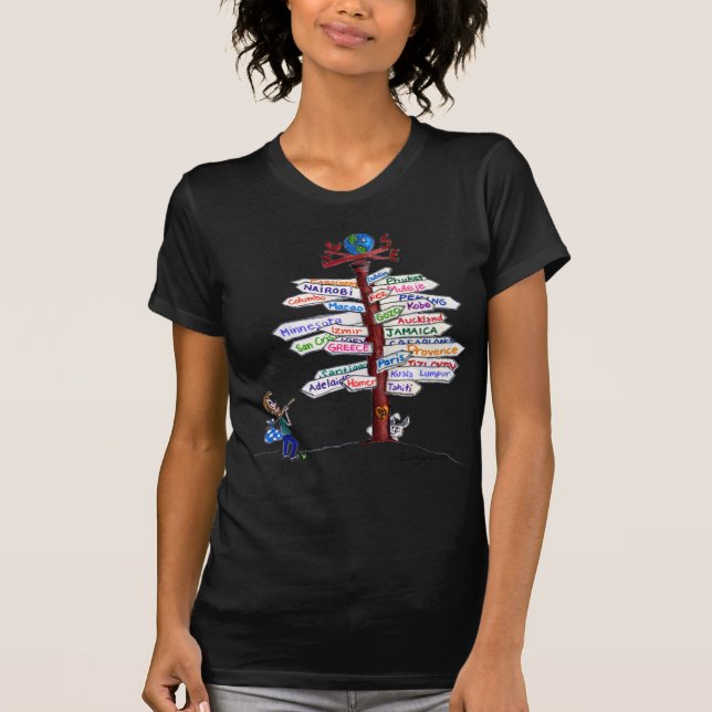 Wohin man geht? Verkehrsschild-T - Shirt (Vorderseite)