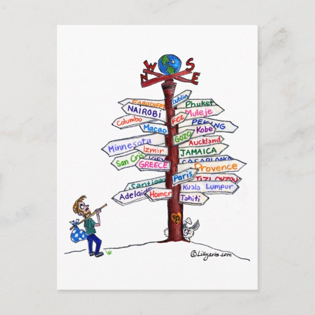 Wohin soll man gehen? Straßenschilder Postkarte in (Vorderseite)